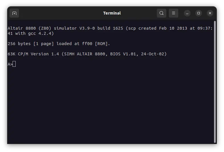 CP/M-80 1.4 emulator screenshot