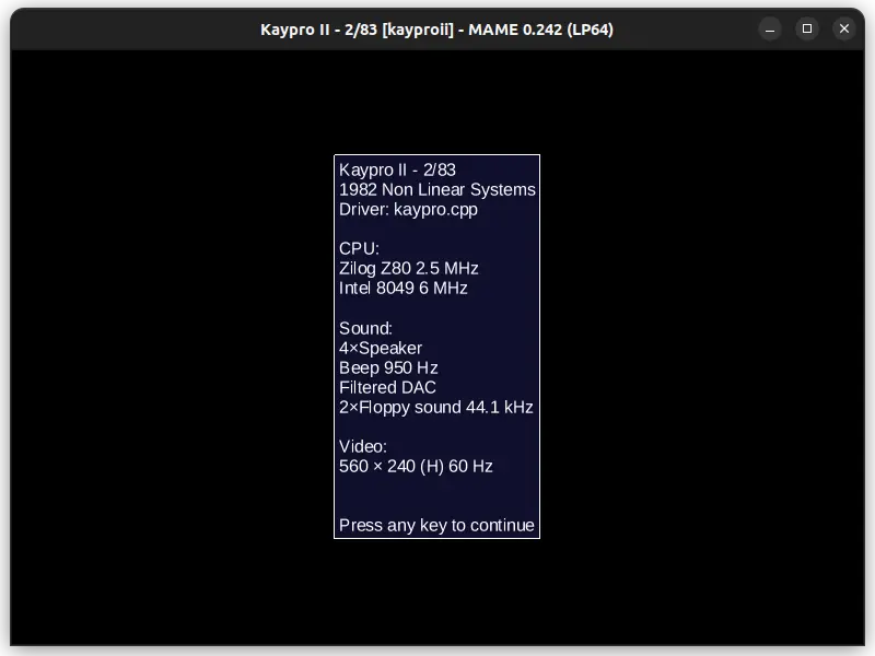 MAME KAYPRO II window