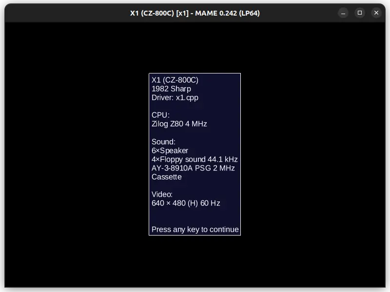 MAME's X1 emulation window