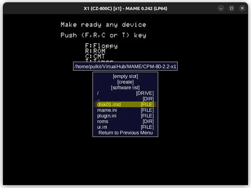Sharp X1 floppy disk image chooser