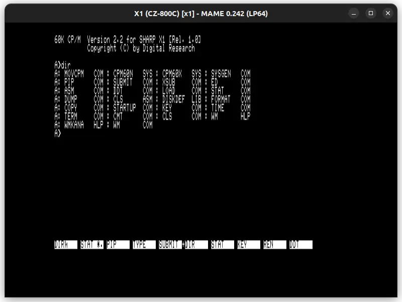 List to files in Sharp X1 CP/M-80 2.2