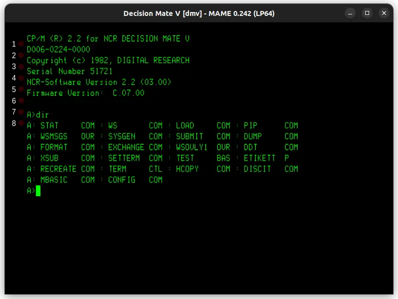 List of Files in DMV CP/M-80 2.2