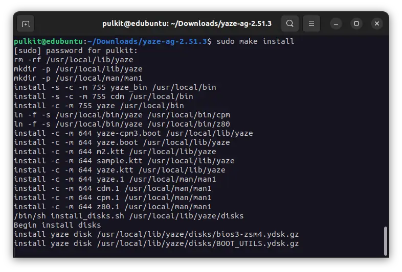 sudo make install yaze
